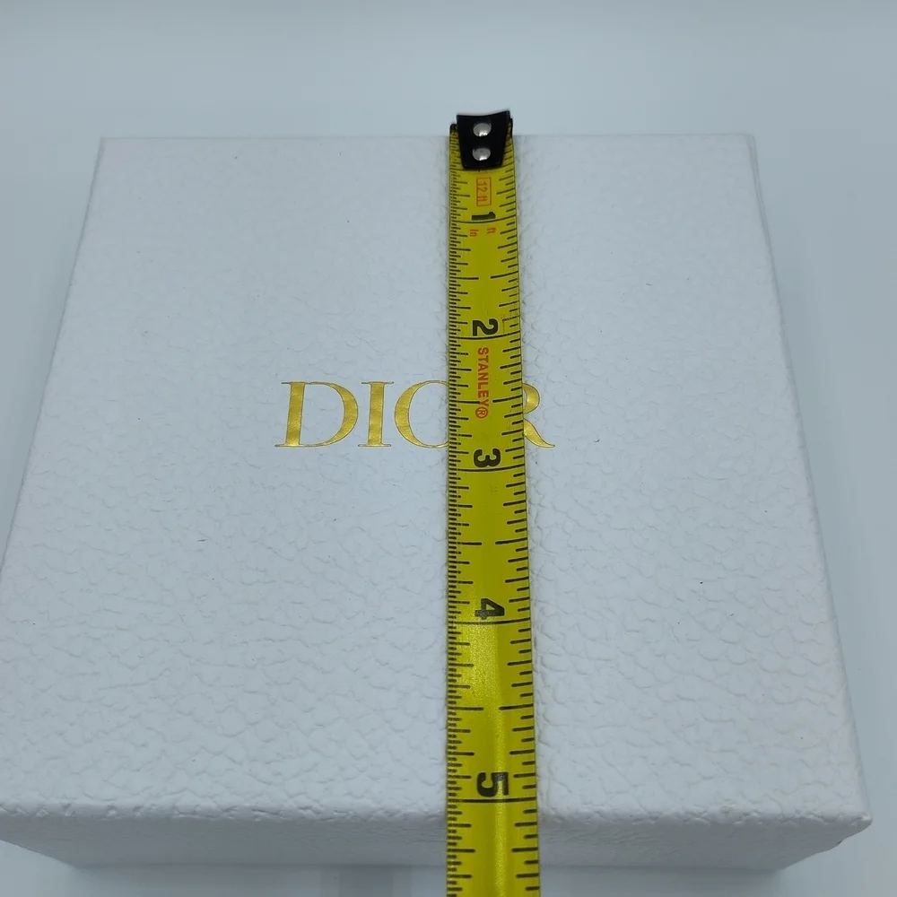 Dior Textured White Gift Box & Card Gold Logo 5x5 Hard Box Case Packaging NWOT